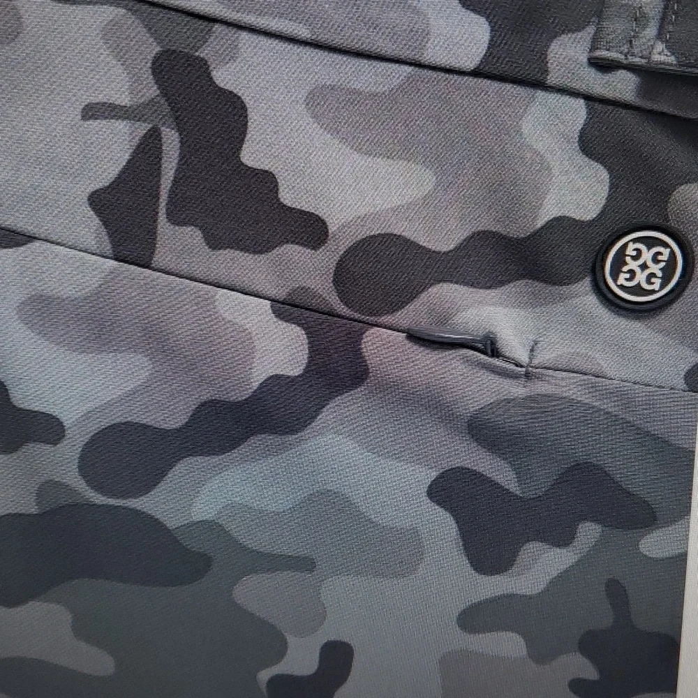 NWT G/Fore Men's Gray Camo Tech Tab 4-Way Stretch Performance Golf Shorts